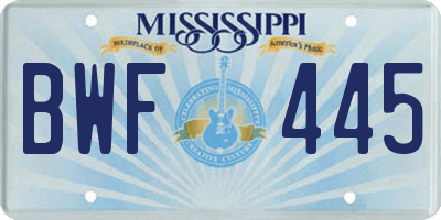 MS license plate BWF445