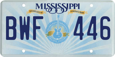 MS license plate BWF446