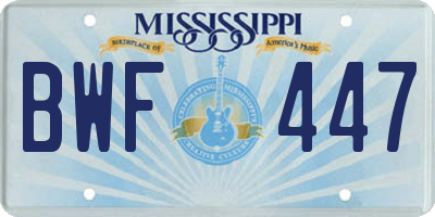 MS license plate BWF447