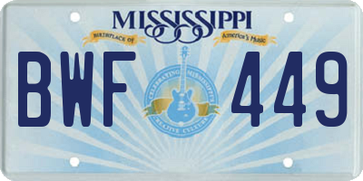 MS license plate BWF449