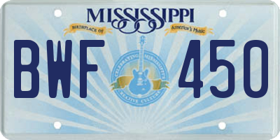 MS license plate BWF450