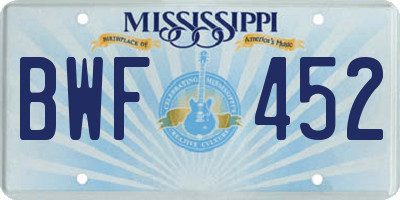 MS license plate BWF452