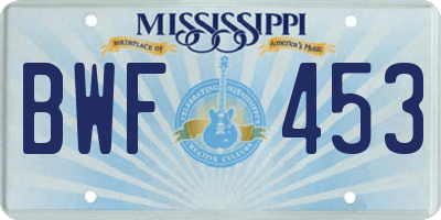 MS license plate BWF453