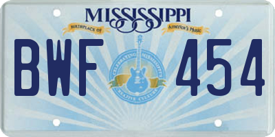 MS license plate BWF454