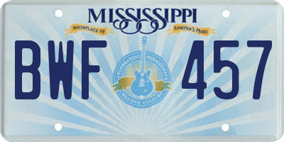 MS license plate BWF457