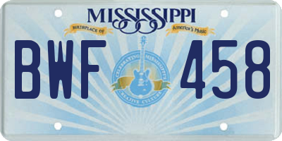 MS license plate BWF458
