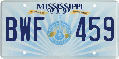 MS license plate BWF459