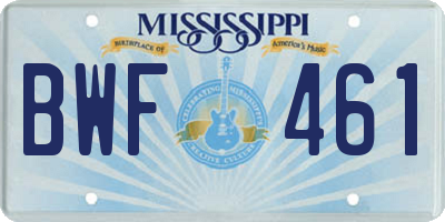 MS license plate BWF461