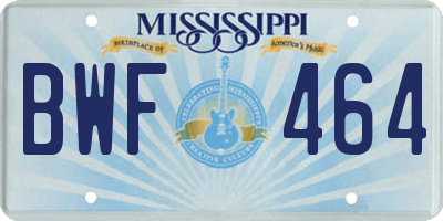 MS license plate BWF464