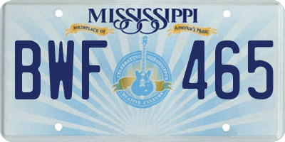 MS license plate BWF465