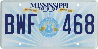 MS license plate BWF468