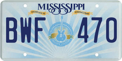 MS license plate BWF470