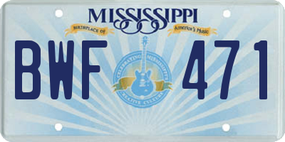 MS license plate BWF471