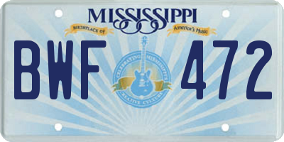 MS license plate BWF472