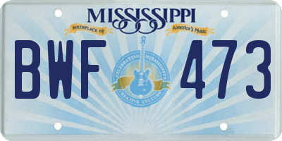 MS license plate BWF473
