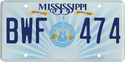 MS license plate BWF474