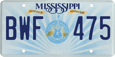 MS license plate BWF475