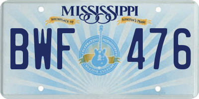 MS license plate BWF476