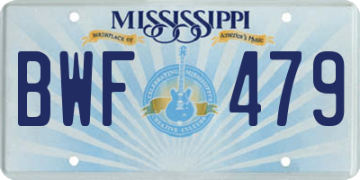 MS license plate BWF479