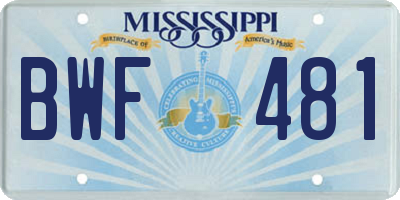 MS license plate BWF481
