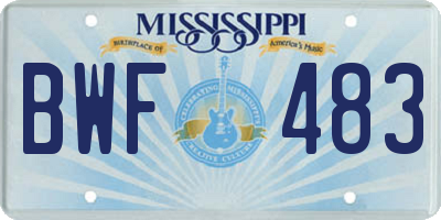 MS license plate BWF483