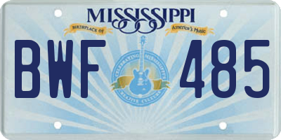 MS license plate BWF485