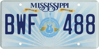 MS license plate BWF488