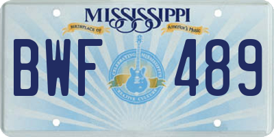 MS license plate BWF489