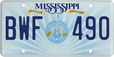 MS license plate BWF490