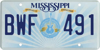 MS license plate BWF491