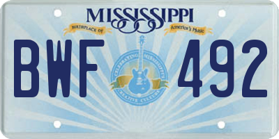 MS license plate BWF492