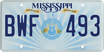 MS license plate BWF493