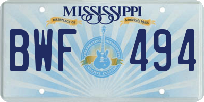MS license plate BWF494