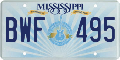 MS license plate BWF495
