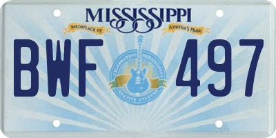 MS license plate BWF497