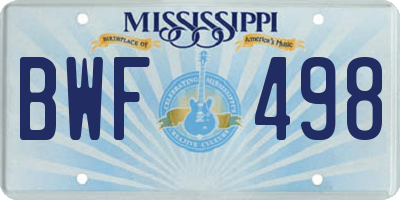 MS license plate BWF498