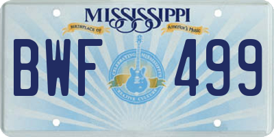 MS license plate BWF499