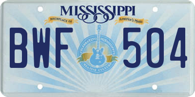 MS license plate BWF504