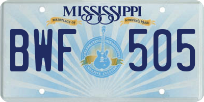 MS license plate BWF505