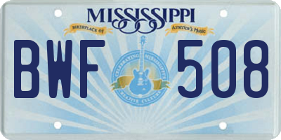 MS license plate BWF508