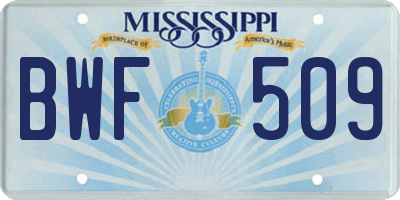 MS license plate BWF509