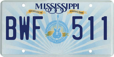 MS license plate BWF511