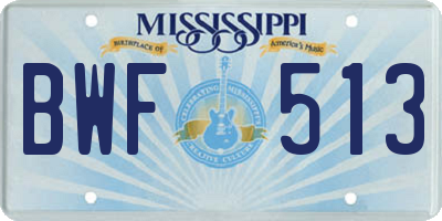 MS license plate BWF513