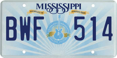 MS license plate BWF514