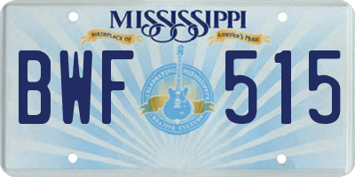 MS license plate BWF515