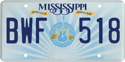 MS license plate BWF518