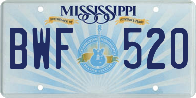 MS license plate BWF520