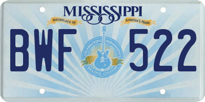 MS license plate BWF522