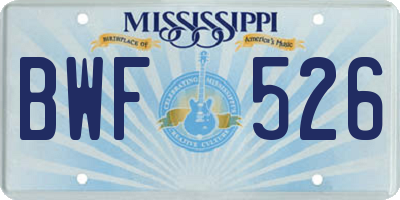 MS license plate BWF526