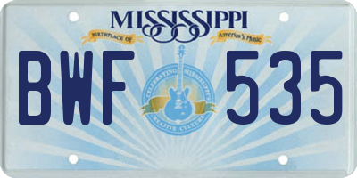 MS license plate BWF535